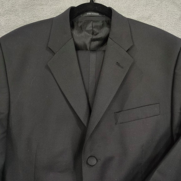 Calvin Klein Tuxedo Mens 40L Black 3‎ Button Notch Satin Lapel Wool Pants 32x33